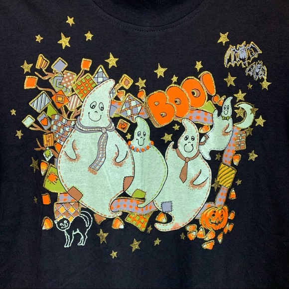 Vintage KWBL Halloween GITD Long Sleeve Womens Shirt One Size Ghosts Pumpkin Bat - Picture 3 of 9